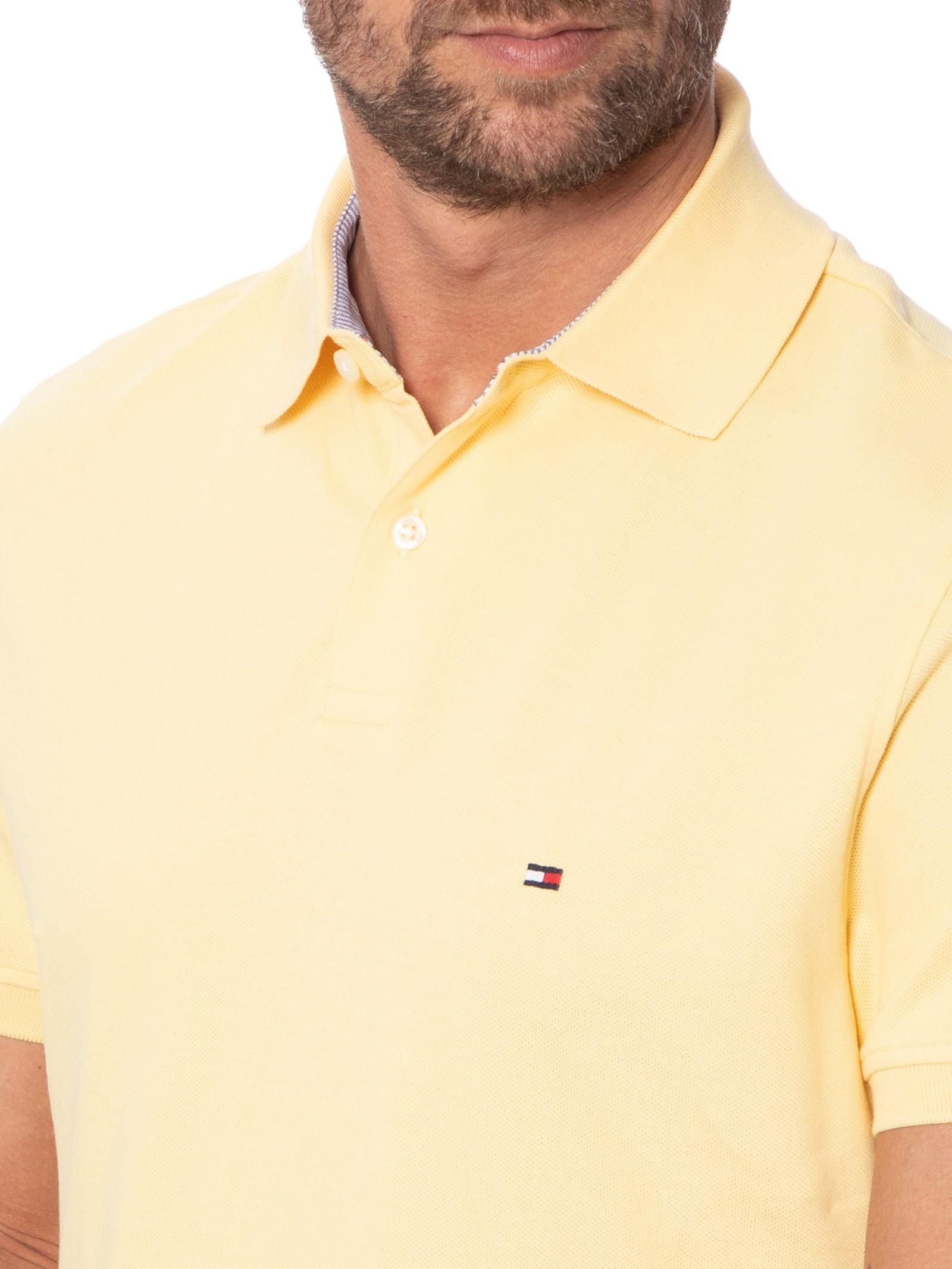 Polo Masculina 1985 Regular Fit Com Logo No Peito Branco Tommy Hilfiger
