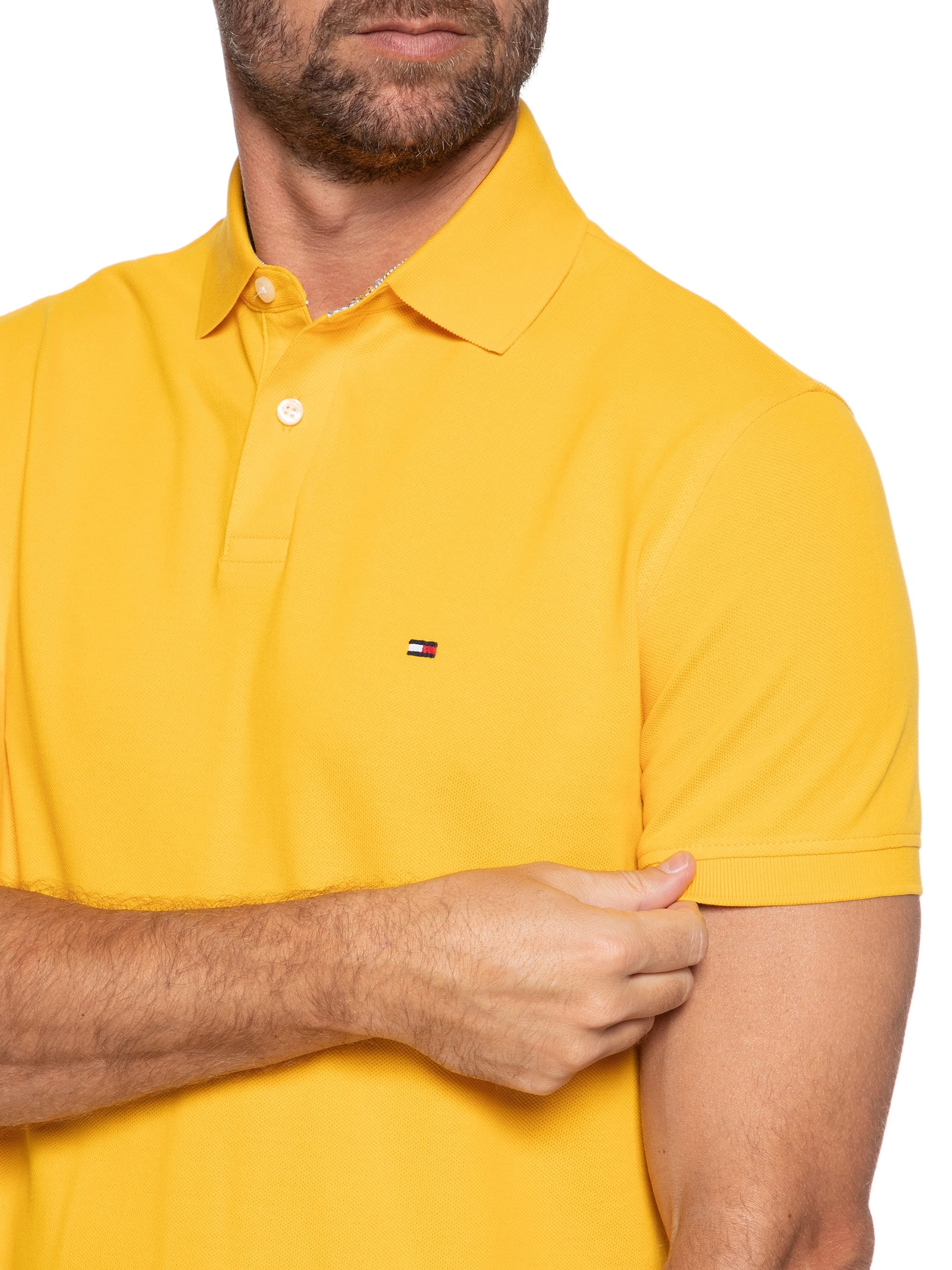 Polo Masculina 1985 Regular Fit Com Logo No Peito Branco Tommy Hilfiger