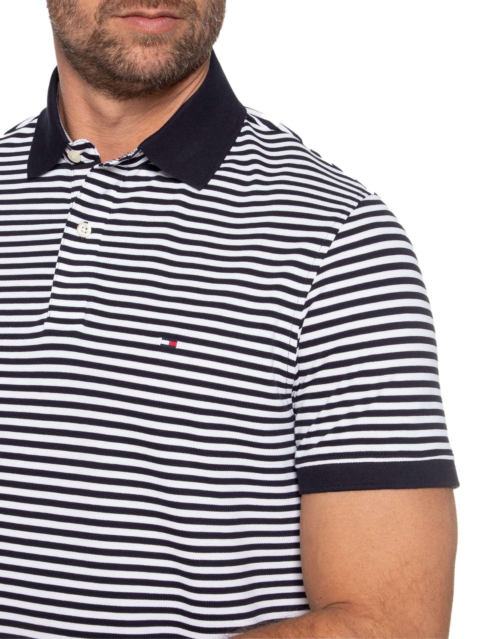 Polo Masculina 1985 Regular Fit Com Logo No Peito Branco Tommy Hilfiger