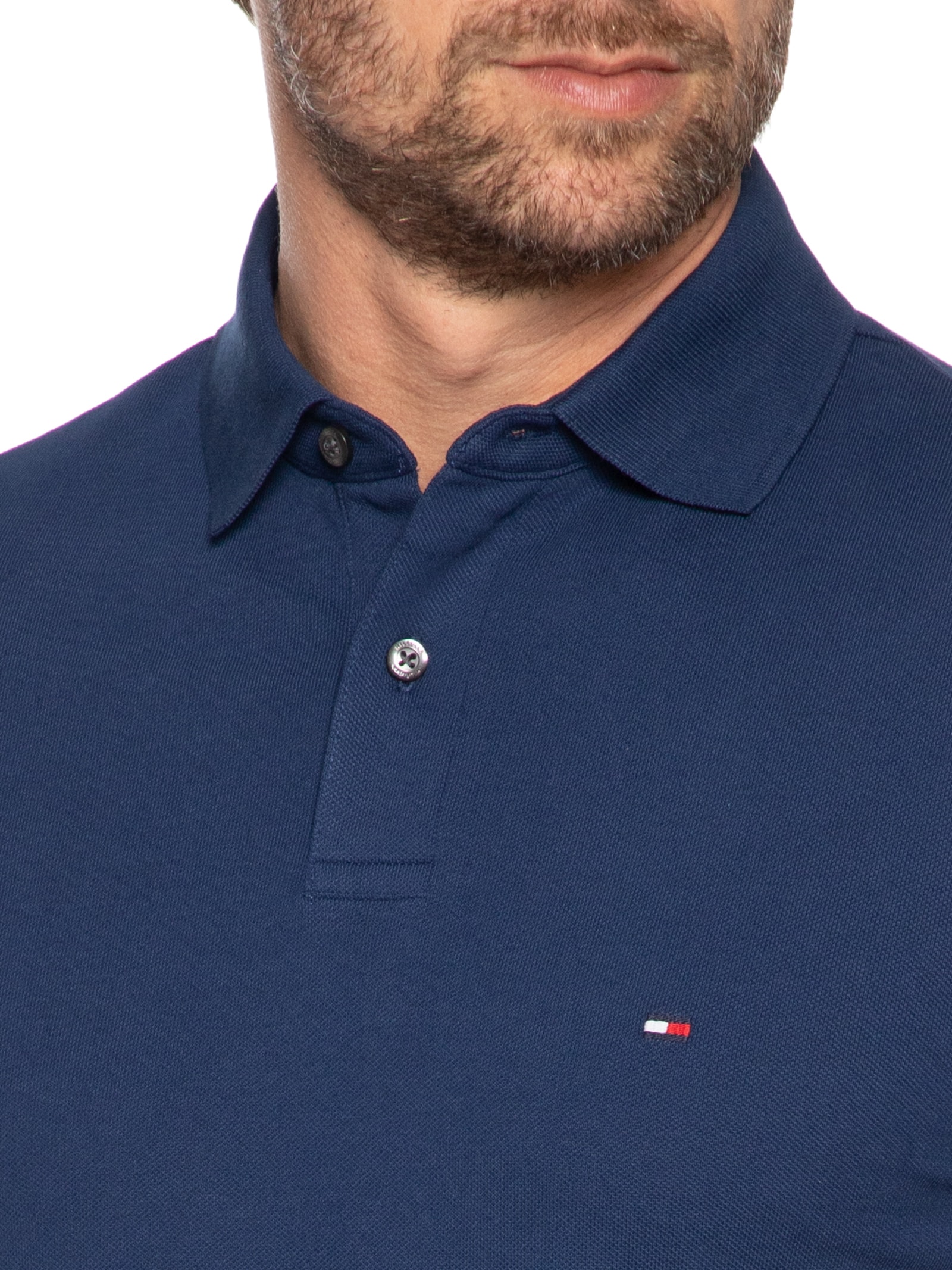 Polo Masculina 1985 Regular Fit Com Logo No Peito Branco Tommy Hilfiger