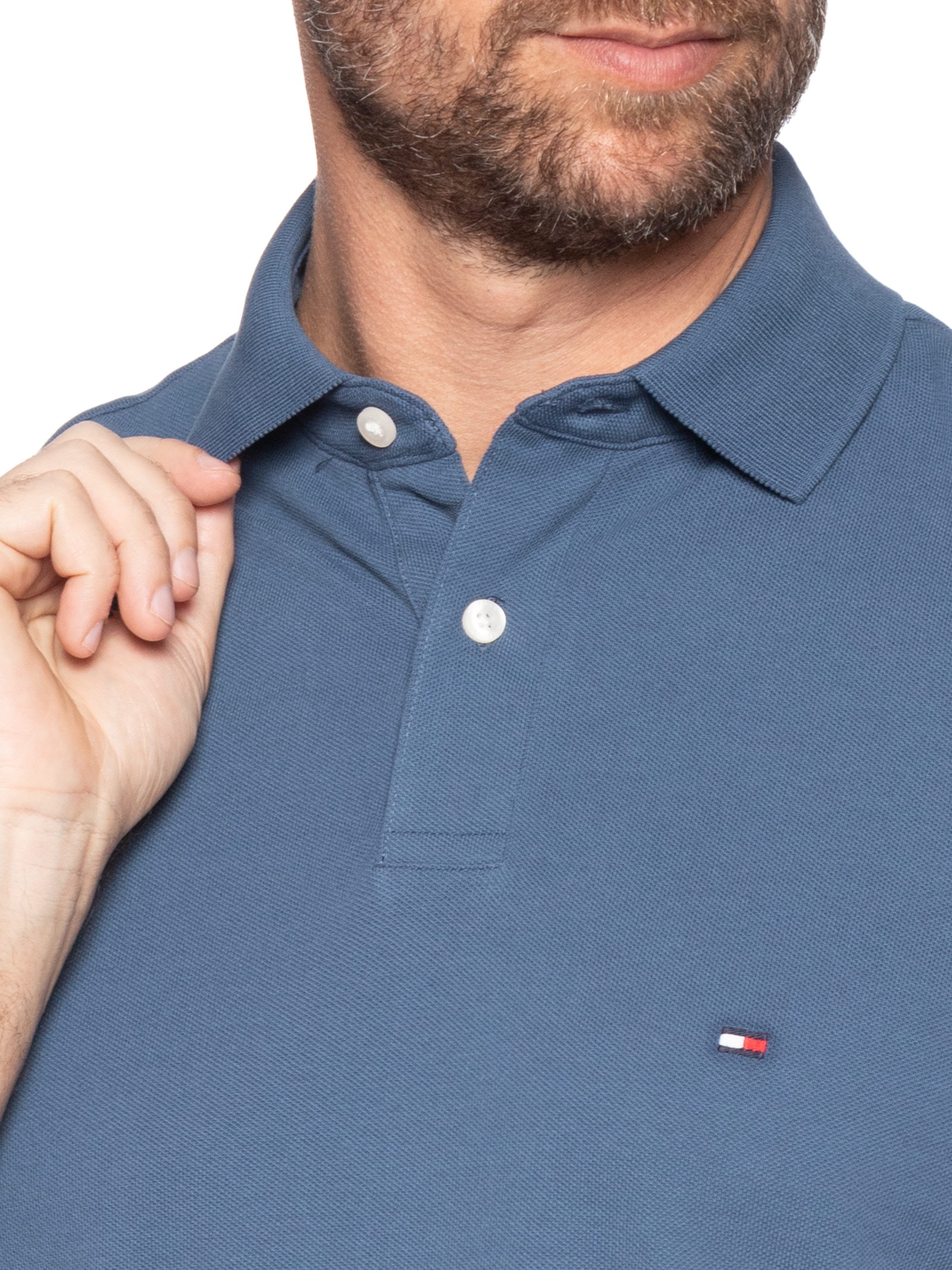 Polo Masculina 1985 Regular Fit Com Logo No Peito Branco Tommy Hilfiger