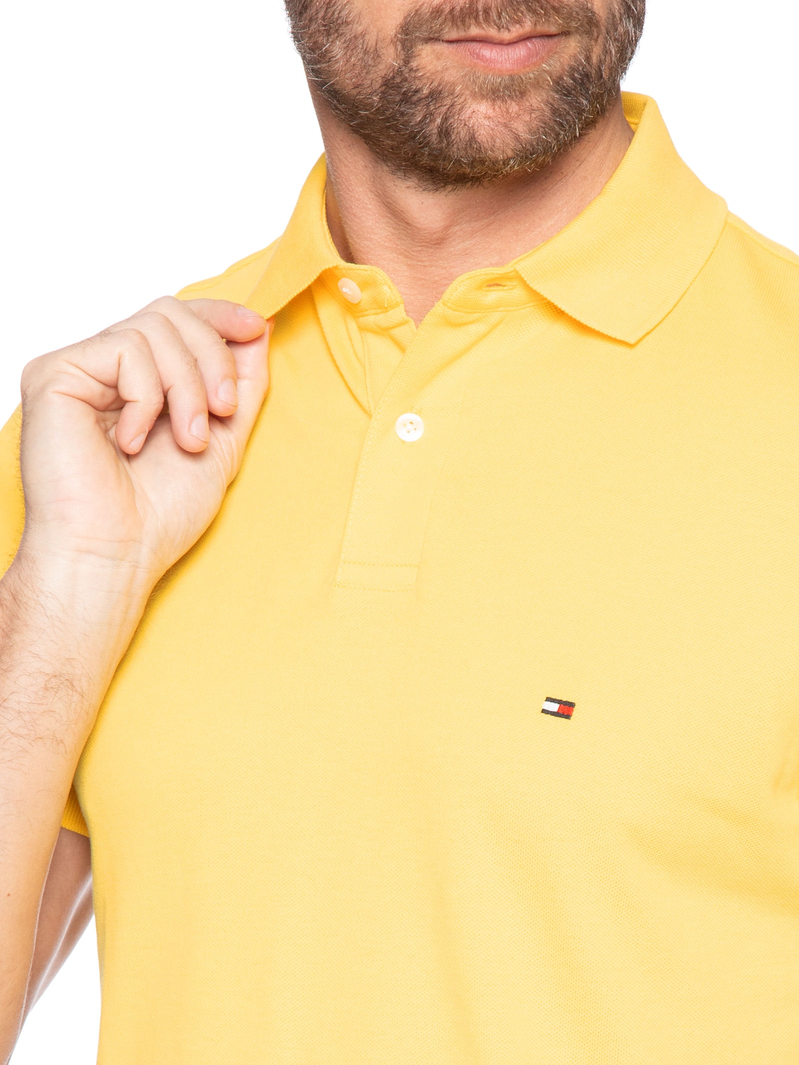 Polo Masculina 1985 Regular Fit Com Logo No Peito Branco Tommy Hilfiger