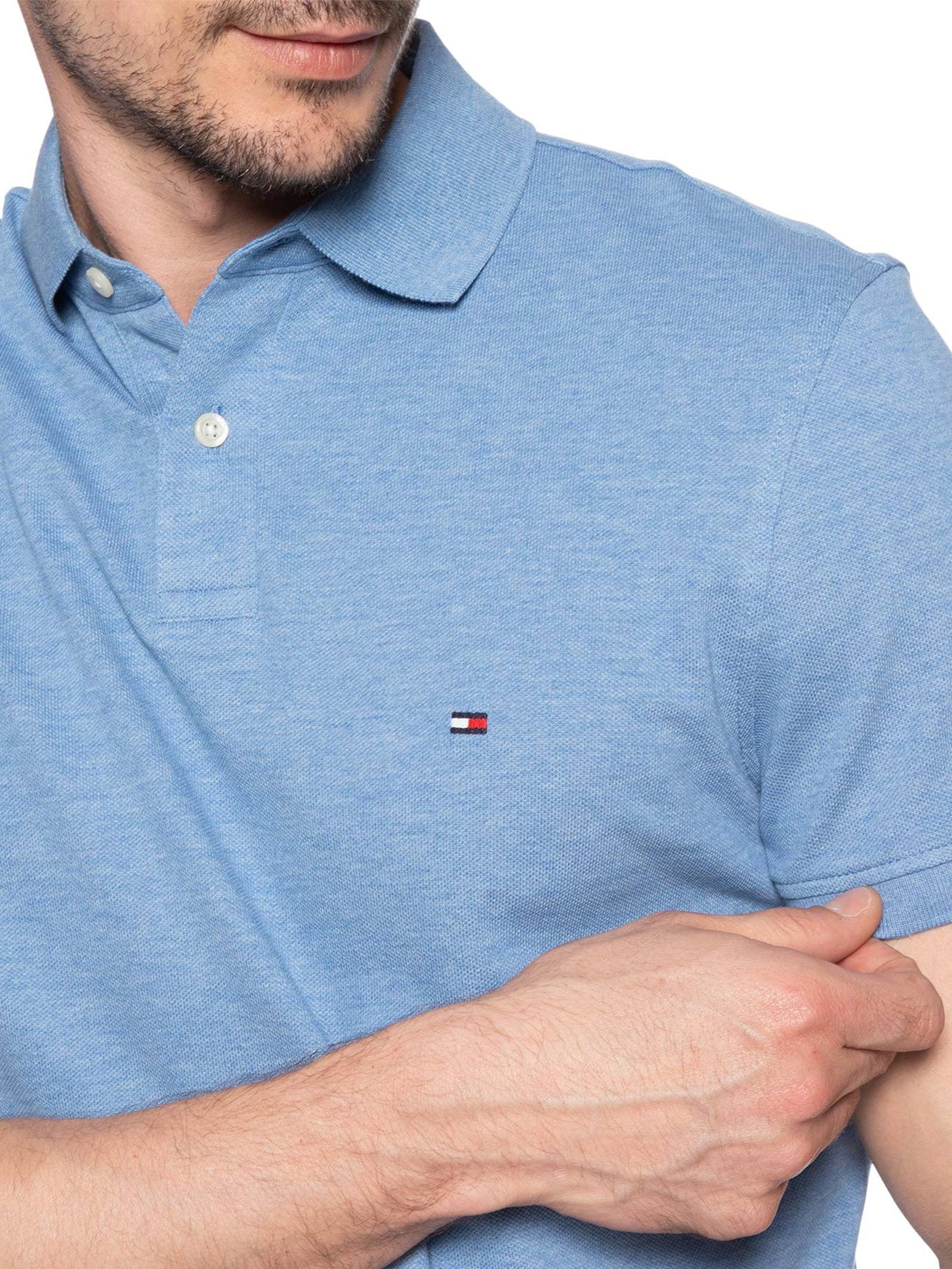 Polo Masculina 1985 Regular Fit Com Logo No Peito Branco Tommy Hilfiger