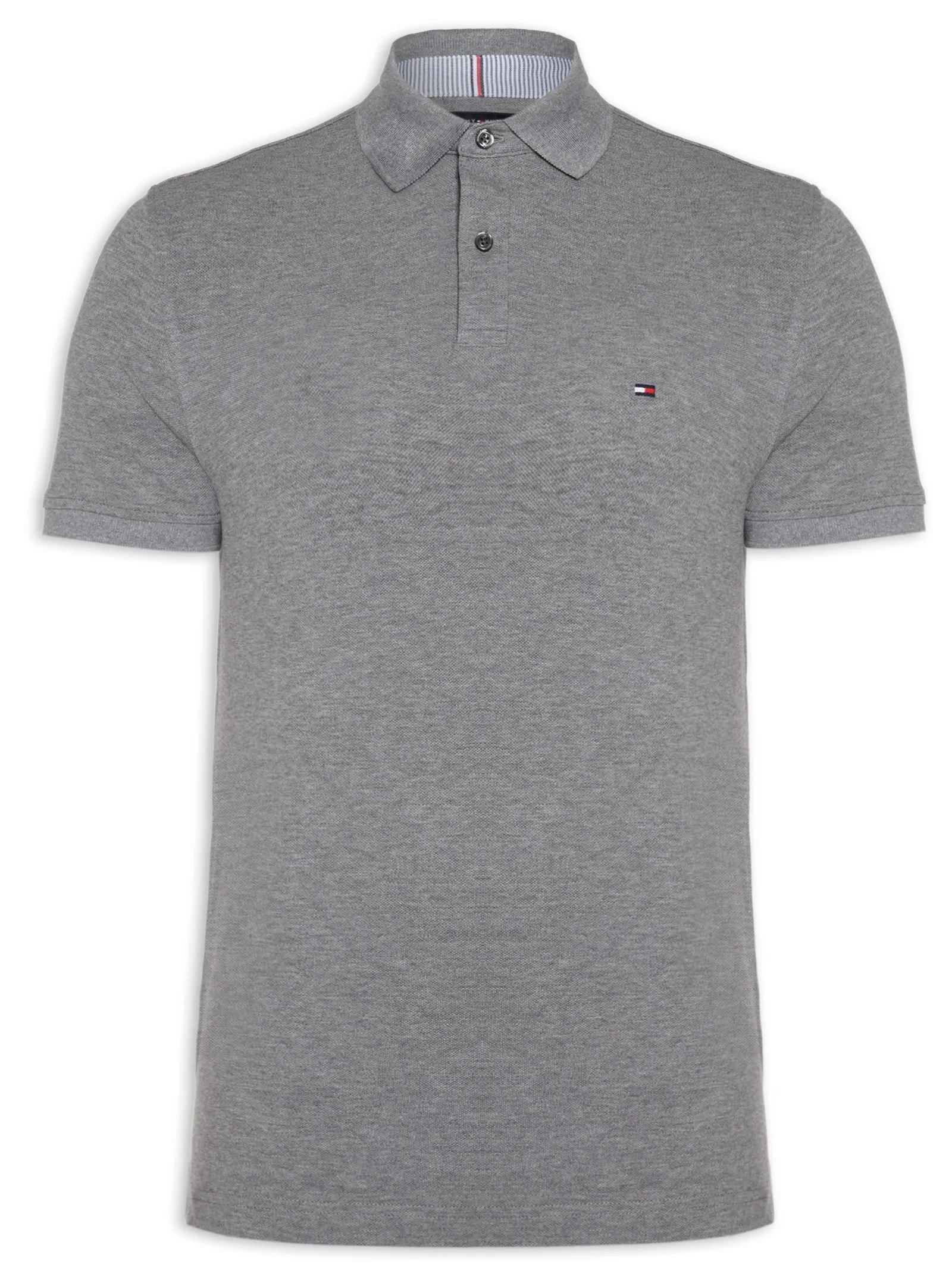 Polo Masculina 1985 Regular Fit Com Logo No Peito Cinza Tommy Hilfiger