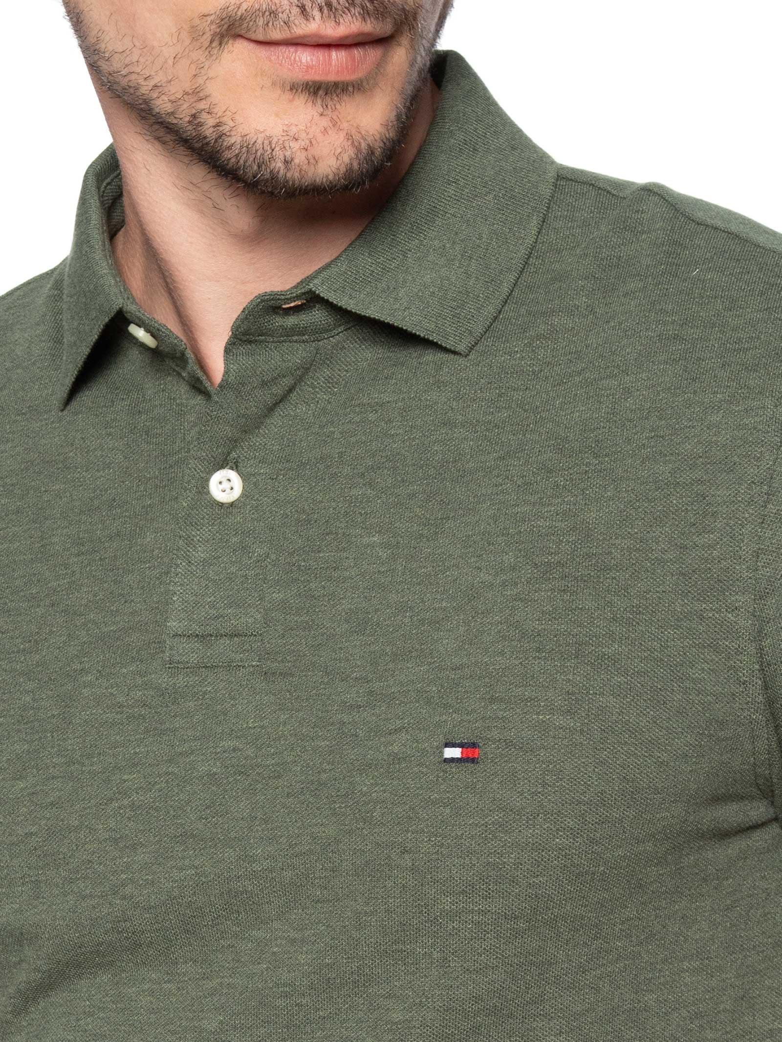 Polo Masculina 1985 Regular Fit Com Logo No Peito Verde Tommy Hilfiger