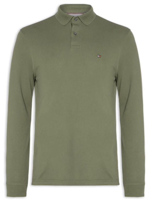 Polo Masculina 1985 Regular Fit Manga Longa Algodão Orgânico – Verde