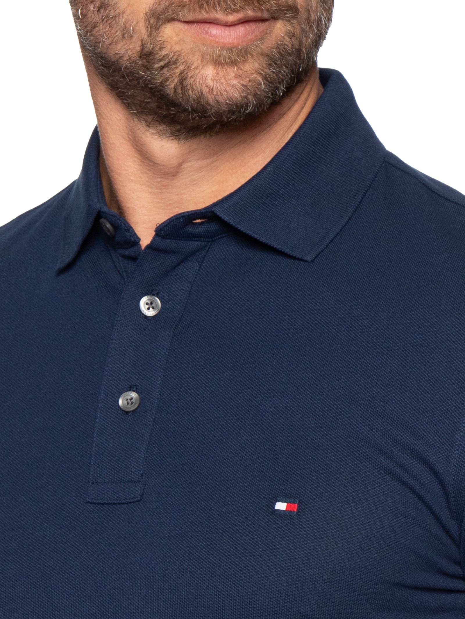 Polo Masculina 1985 Slim Fit Com Logo No Peito Azul Tommy Hilfiger