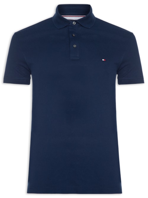 Polo Masculina 1985 Slim Fit Com Logo No Peito – Azul