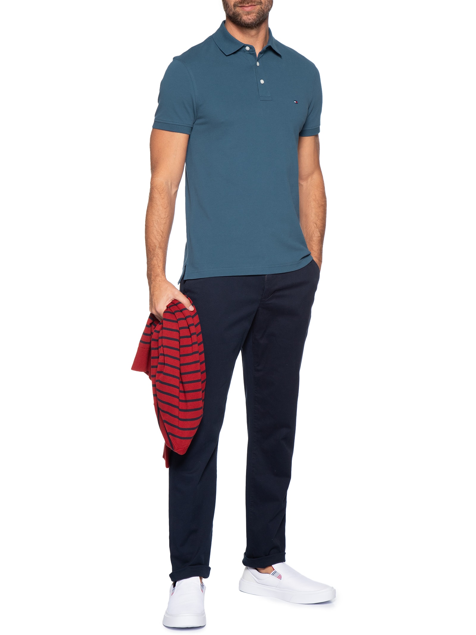 Polo Masculina 1985 Slim Fit – Azul Tommy Hilfiger