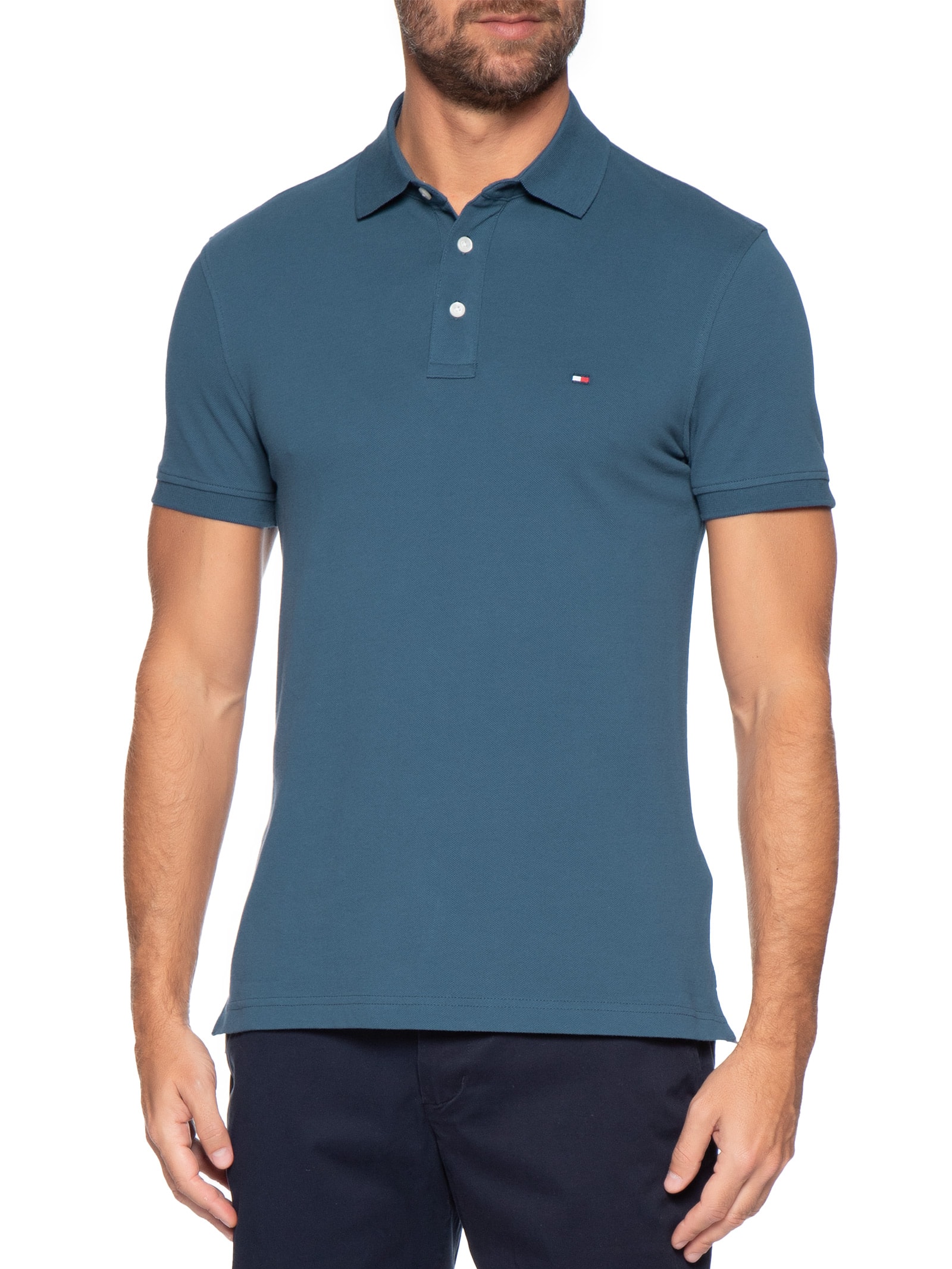 Polo Masculina 1985 Slim Fit – Azul Tommy Hilfiger