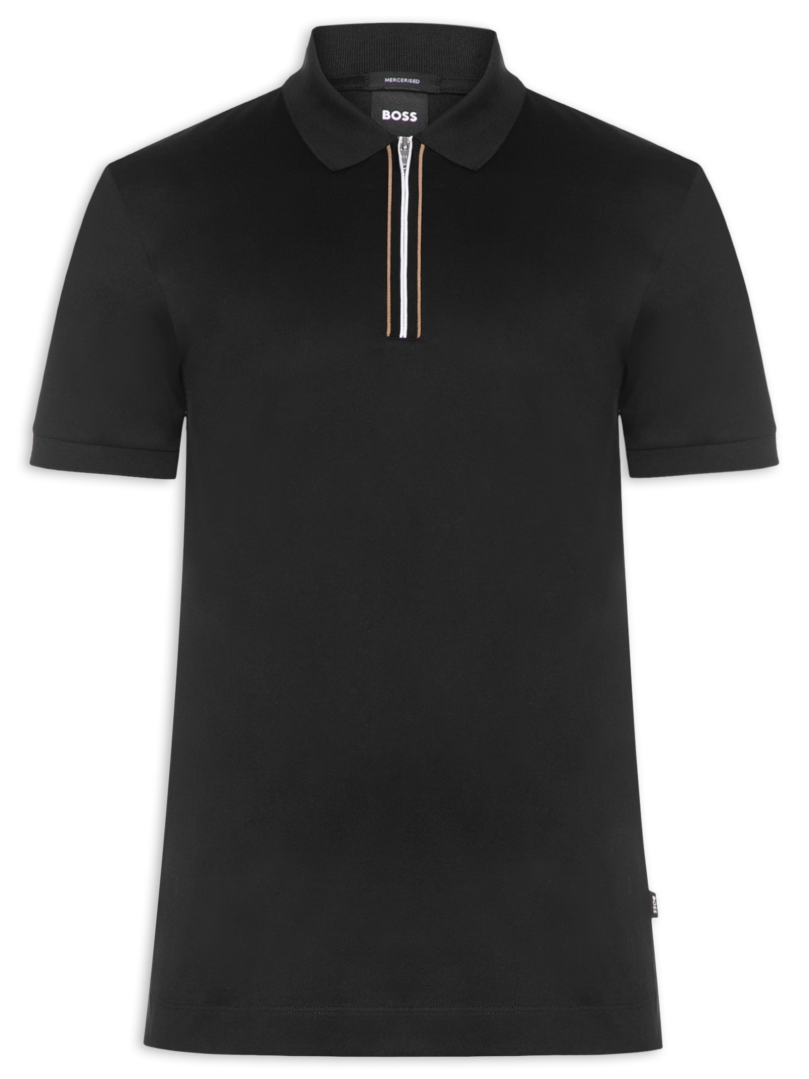 Polo Masculina Algodão Mercerizado Fecho De Correr Preto Boss