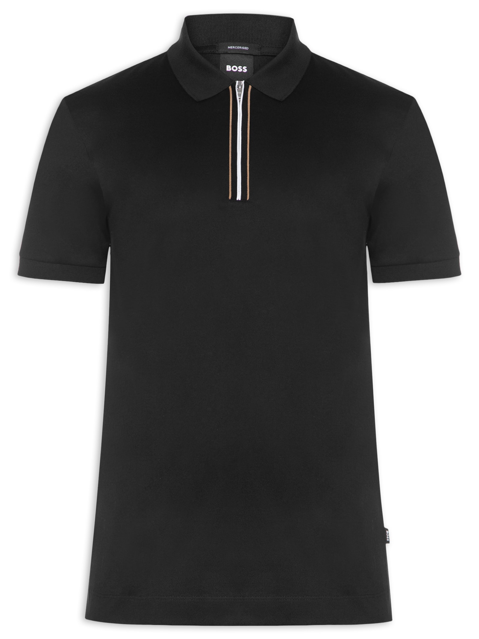 Polo Masculina Algodão Mercerizado Fecho De Correr Preto Boss