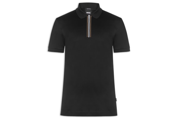 Polo Masculina Algodão Mercerizado Fecho De Correr - Preto