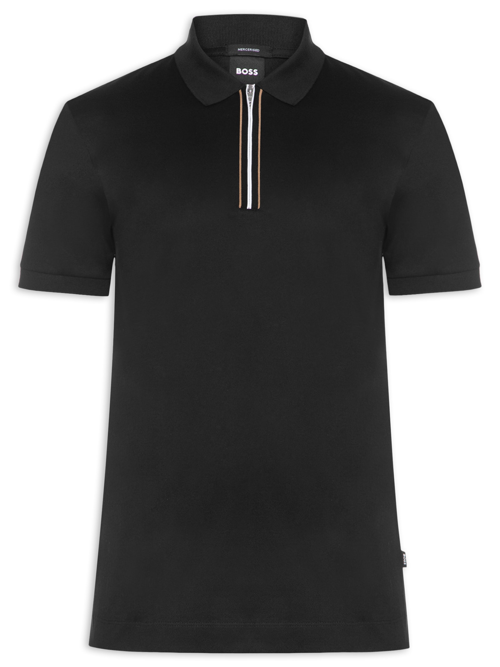 Polo Masculina Algodão Mercerizado Fecho De Correr Preto Boss