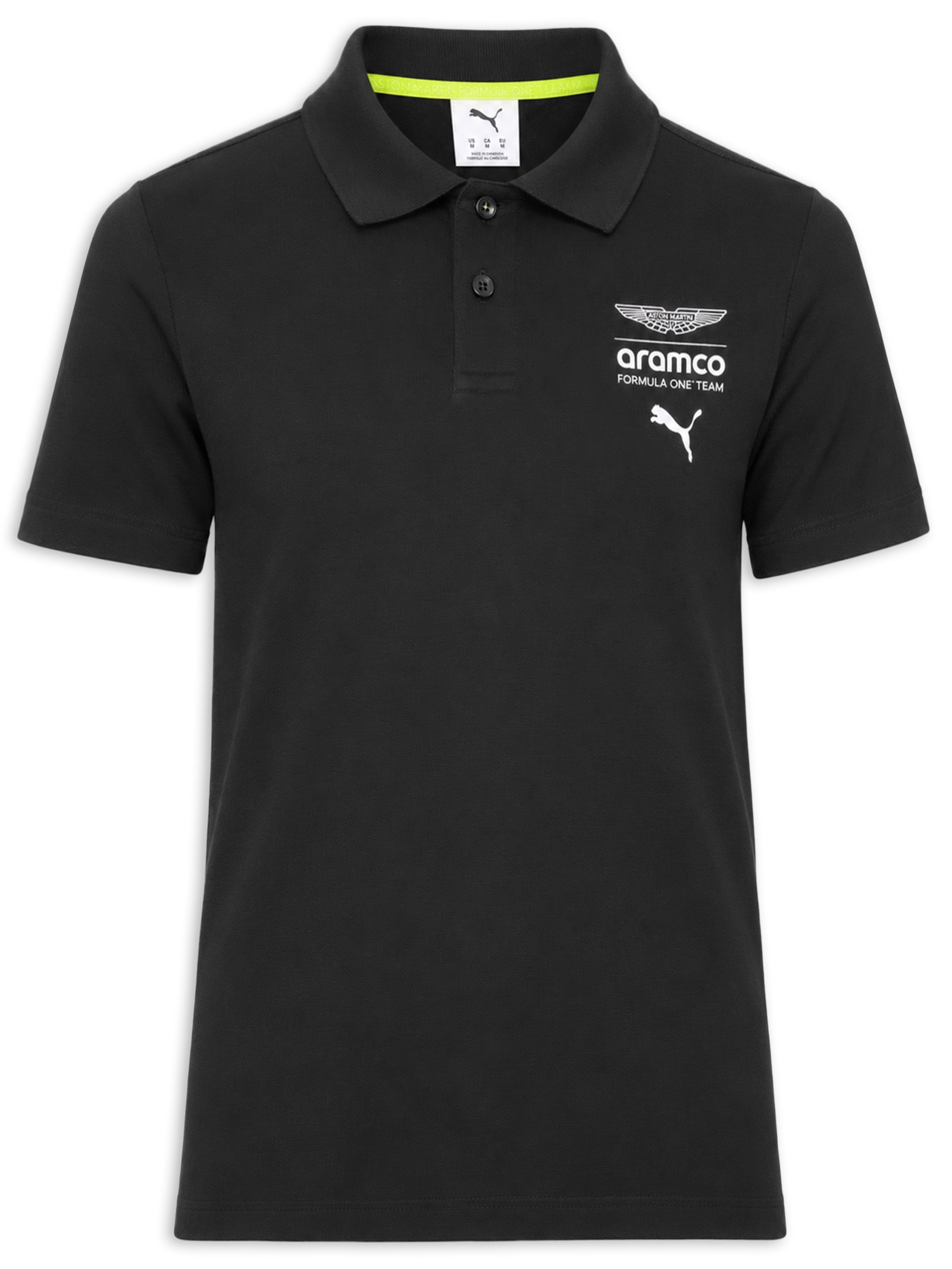 Polo Masculina AMF1 Essential Preto Puma + Aston Martin