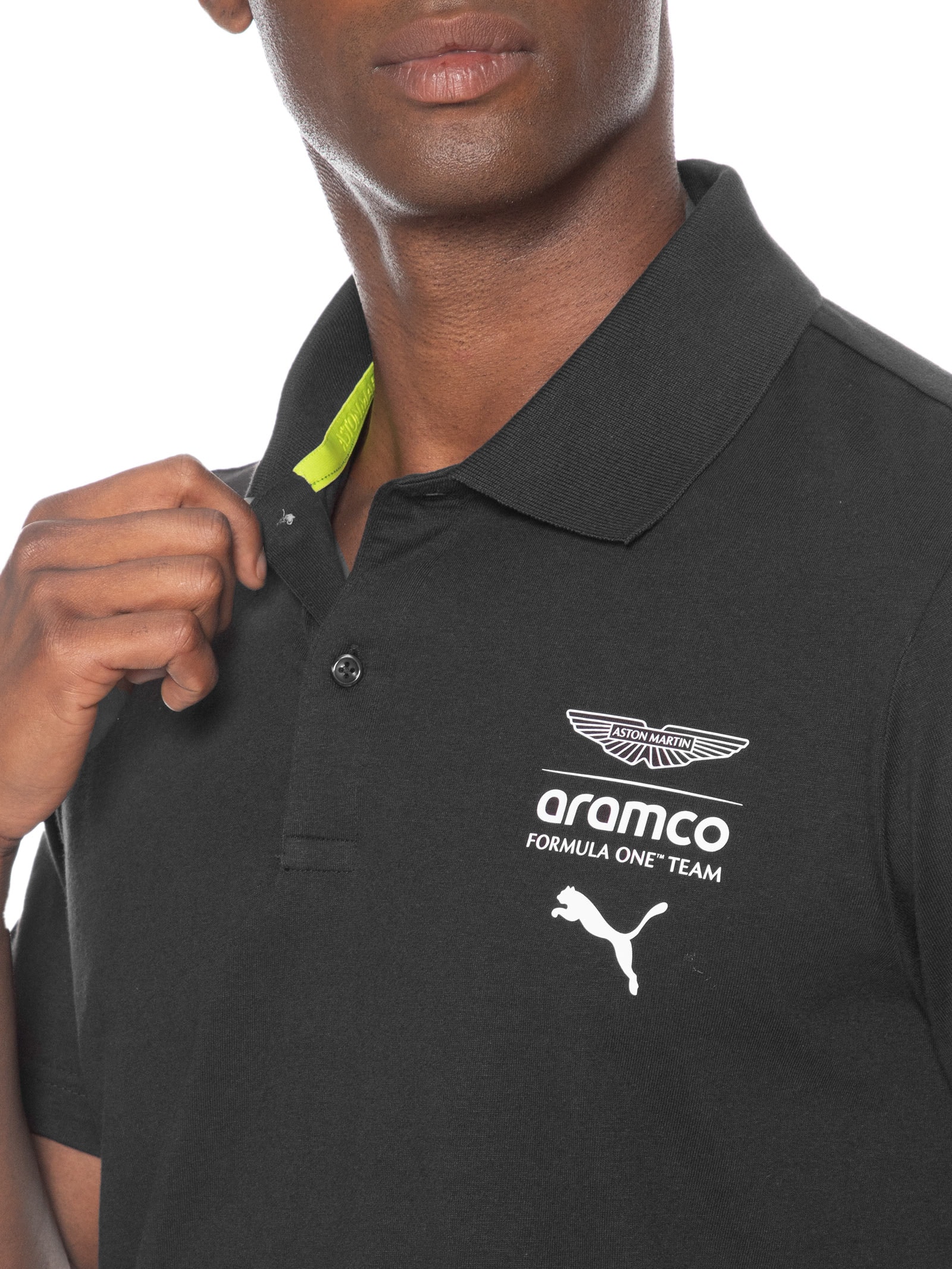 Polo Masculina AMF1 Essential Preto Puma + Aston Martin
