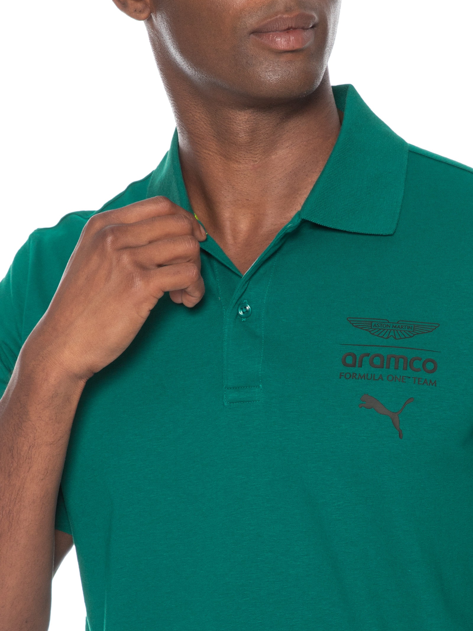 Polo Masculina AMF1 Essential Verde Puma + Aston Martin