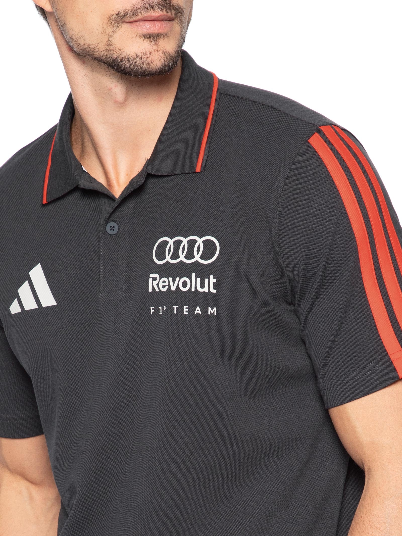 Polo Masculina Audi Revolut DNA Preto Adidas + Audi