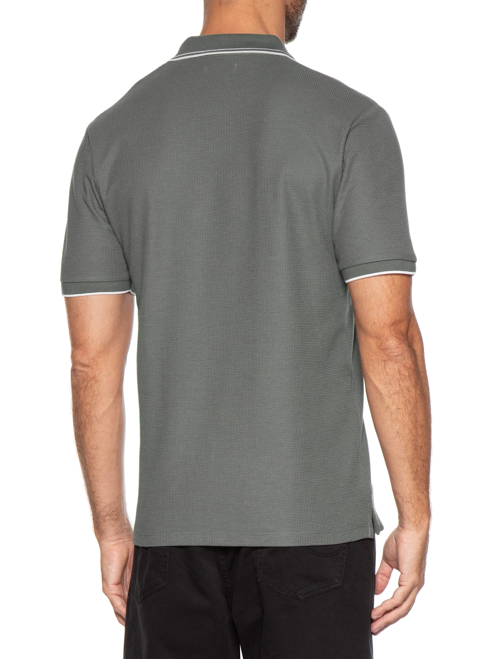 Polo Masculina Austin Com Friso Cinza Jack & Jones