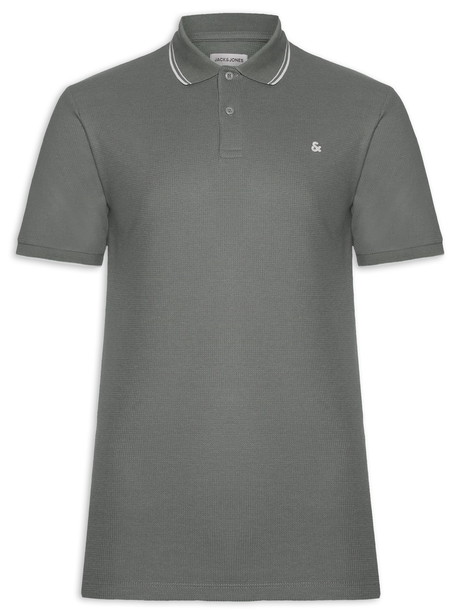 Polo Masculina Austin Com Friso Cinza Jack & Jones