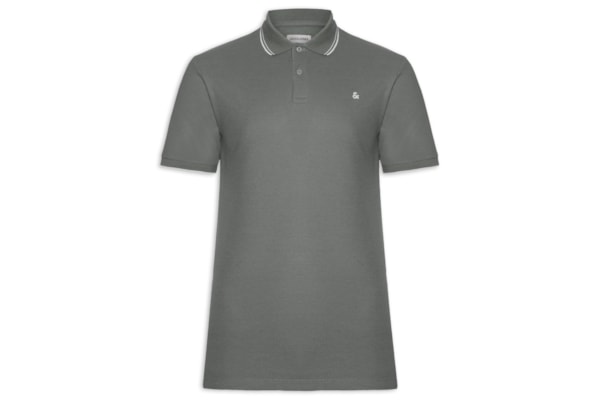 Polo Masculina Austin Com Friso - Cinza