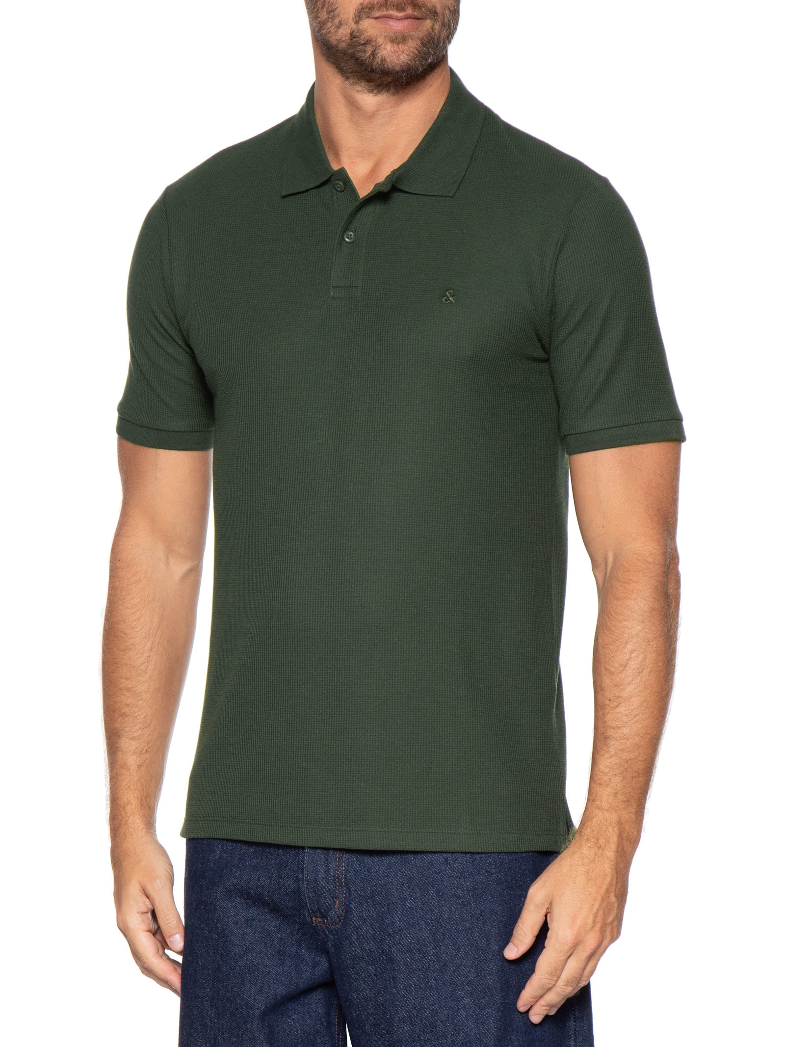 Polo Masculina Austin Com Friso Verde Jack & Jones