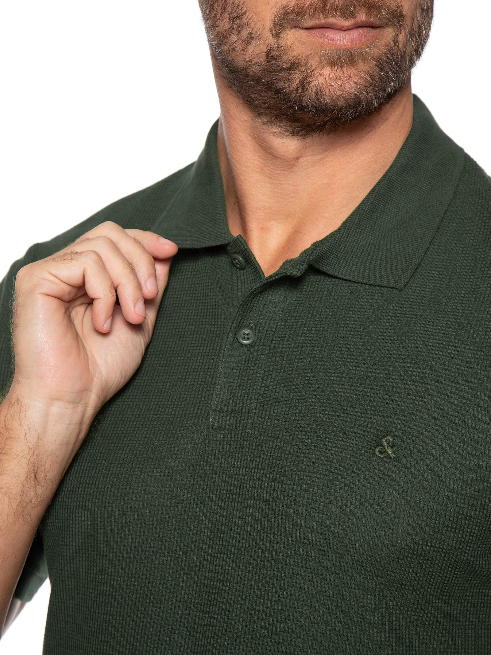 Polo Masculina Austin Com Friso Verde Jack & Jones