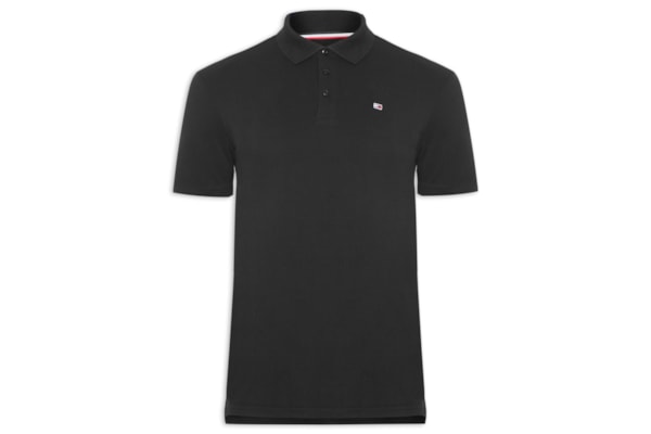 Polo Masculina Bandeira Bordada Original Fit Em Piquet De Algodão - Preto