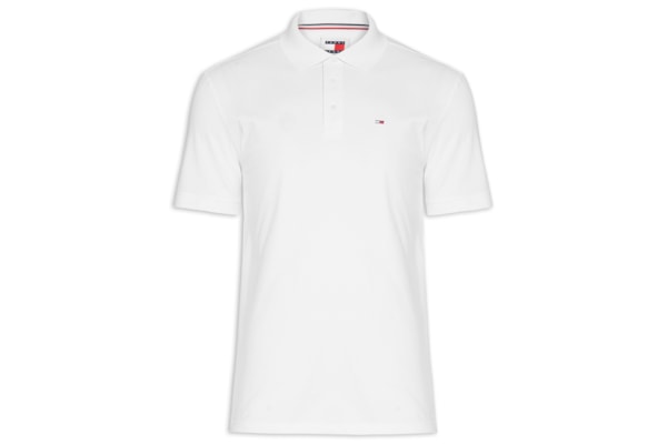 Polo Masculina Básica Bandeira Bordada Original Fit Em Piquet De Algodão - Branco 