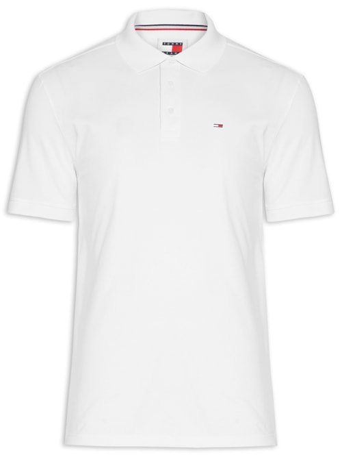Polo Masculina Básica Bandeira Bordada Original Fit Em Piquet De Algodão – Branco