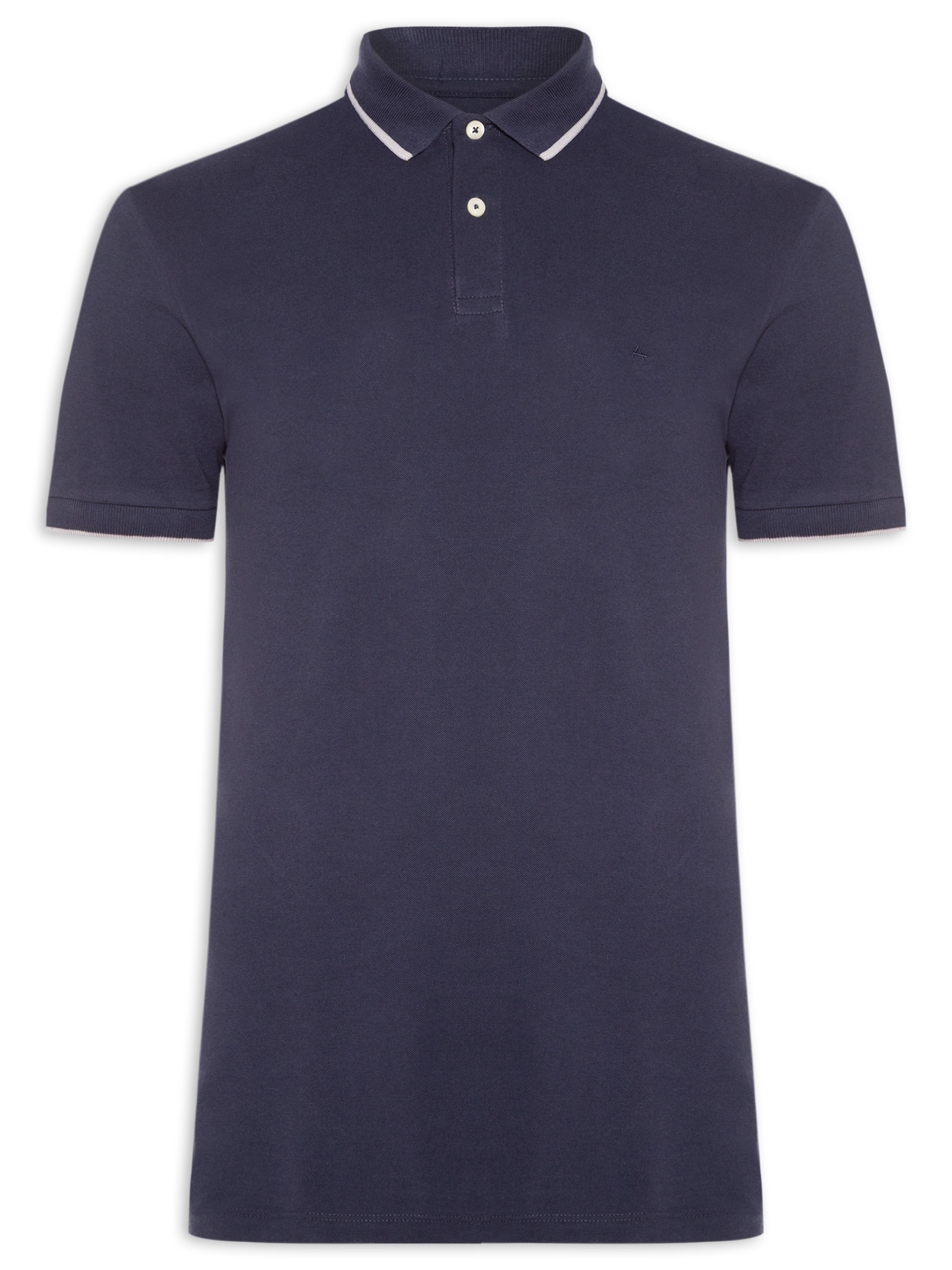 Polo Masculina Básica Classic 1 Friso Em Algodão Azul Aramis