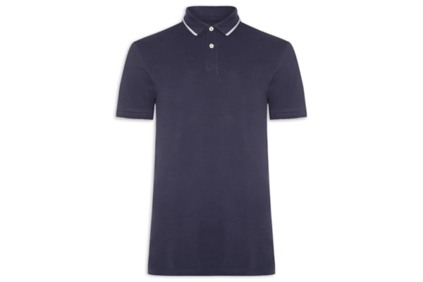 Polo Masculina Básica Classic 1 Friso Em Algodão - Azul