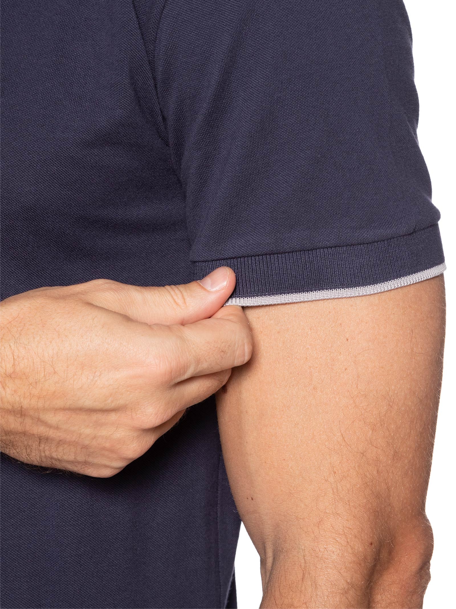 Polo Masculina Básica Classic 1 Friso Em Algodão Azul Aramis