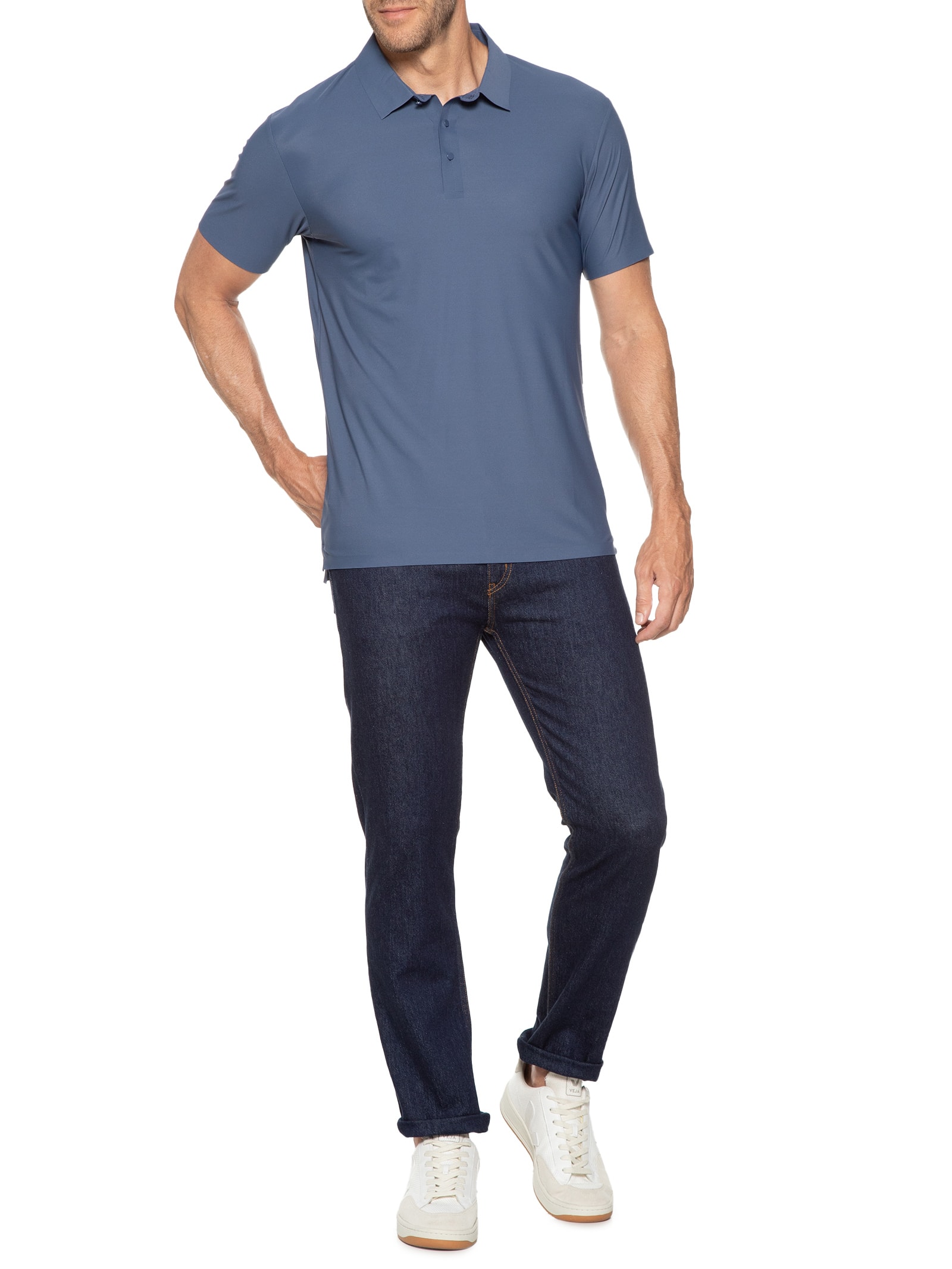 Polo Masculina Básica Color Azul '2 Essential