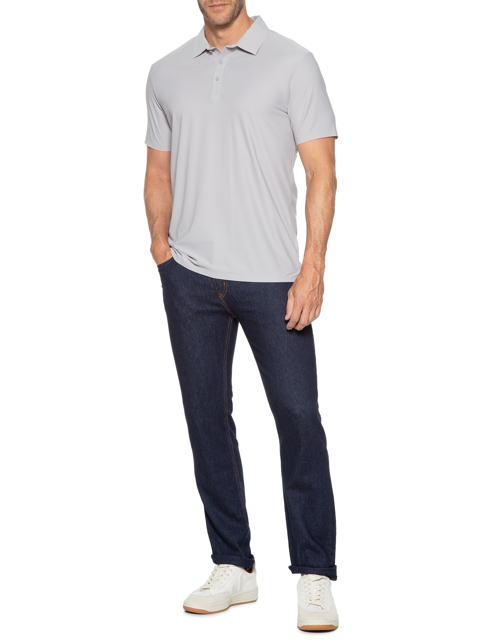 Polo Masculina Básica Color Cinza '2 Essential