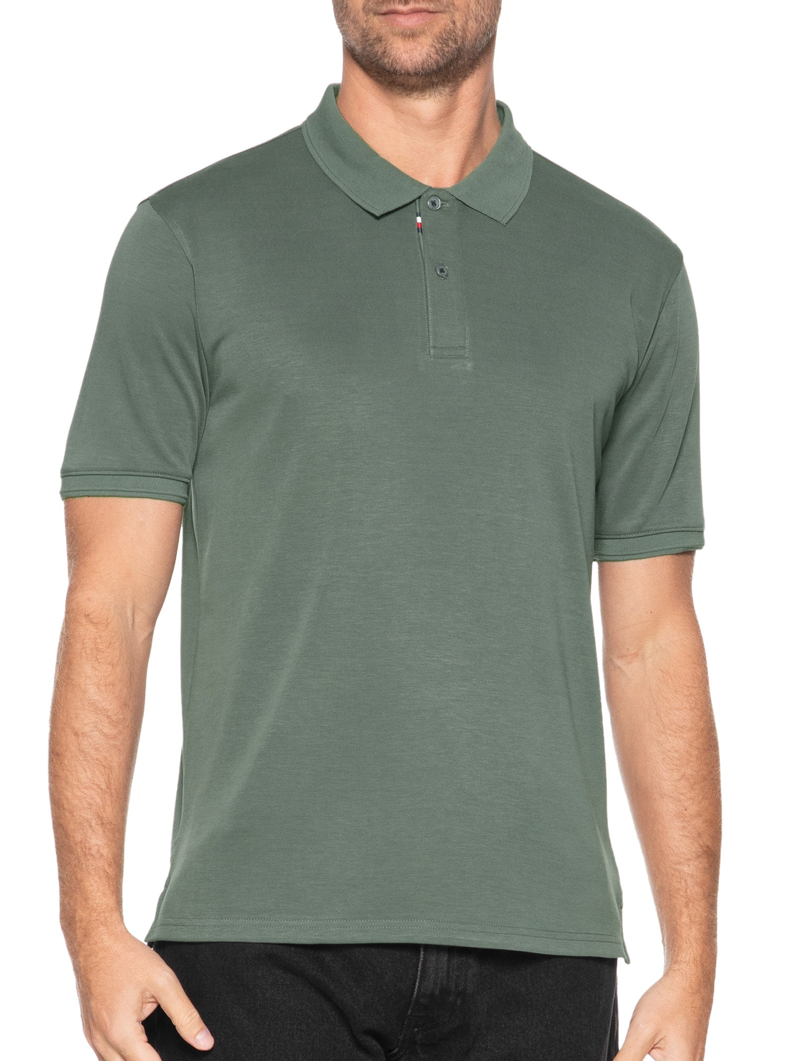Polo Masculina Básica Color Verde Basiq Men