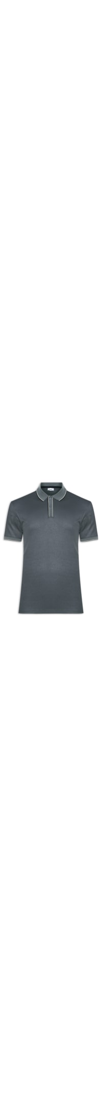 Polo Masculina Básica Com Detalhes Em Friso - Cinza