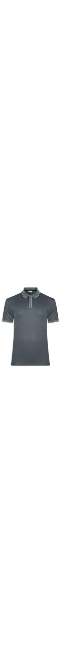 Polo Masculina Básica Com Detalhes Em Friso - Cinza