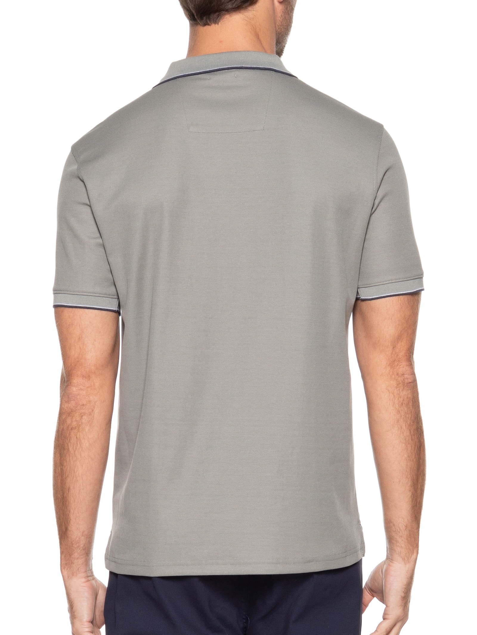 Polo Masculina Básica Com Detalhes Em Friso Verde Basiq Men