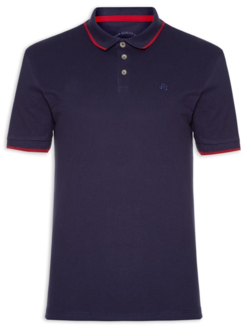 Polo Masculina Básica Com Friso – Azul
