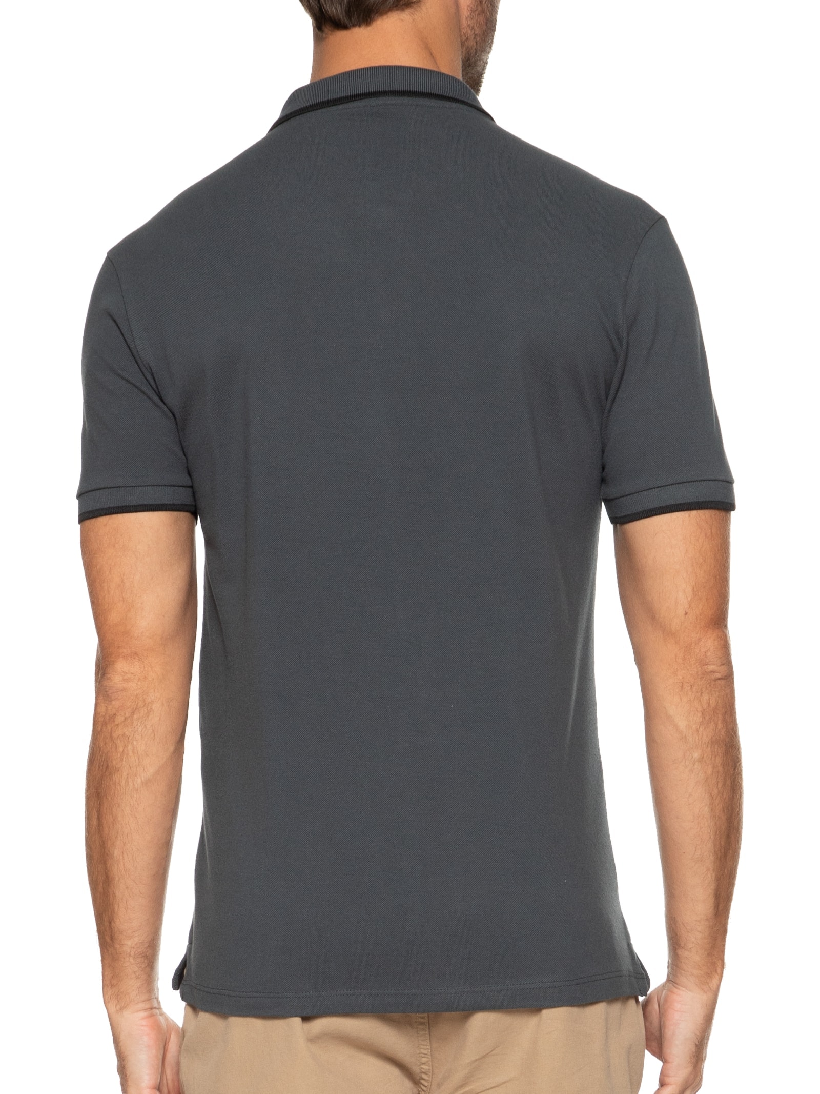 Polo Masculina Básica Com Friso Verde Jab