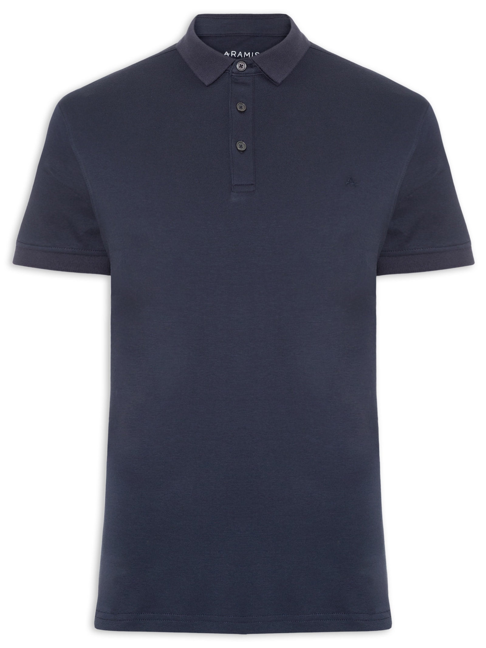 Polo Masculina Básica Em Algodão Azul Aramis