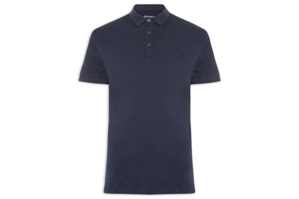 Polo Masculina Básica Em Algodão - Azul