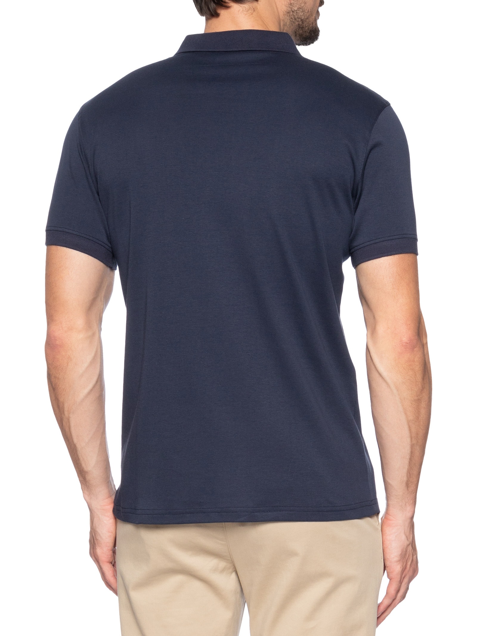 Polo Masculina Básica Em Algodão Azul Aramis