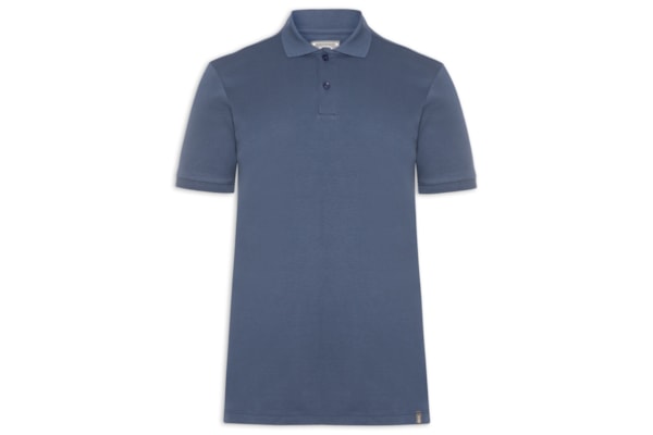 Polo Masculina Básica em Algodão Egípcio - Azul
