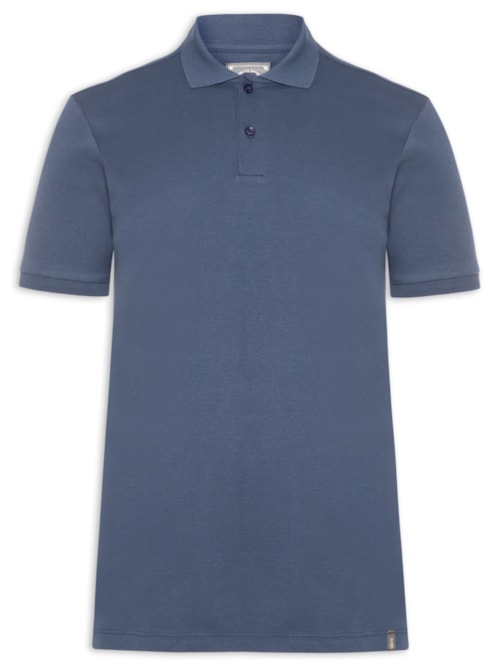 Polo Masculina Básica em Algodão Egípcio - Azul