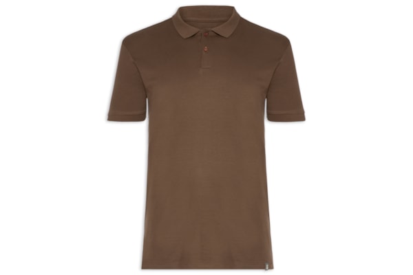 Polo Masculina Básica Em Algodão Egípcio Suedine - Marrom