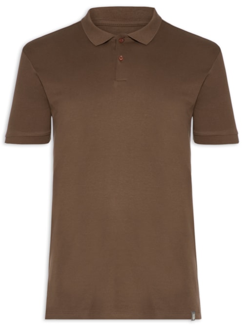 Polo Masculina Básica Em Algodão Egípcio Suedine - Marrom