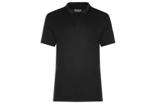 Polo Masculina Básica Em Algodão Egípcio Suedine - Preto