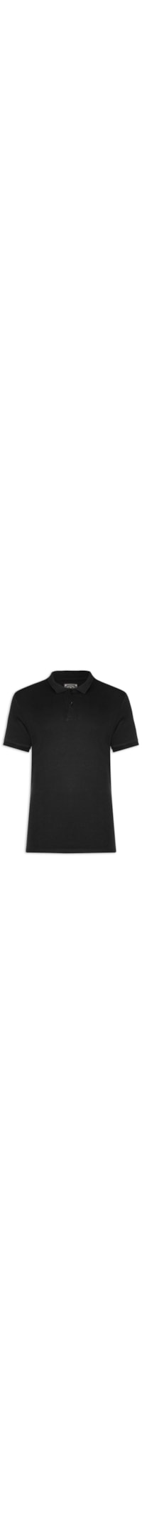 Polo Masculina Básica Em Algodão Egípcio Suedine - Preto